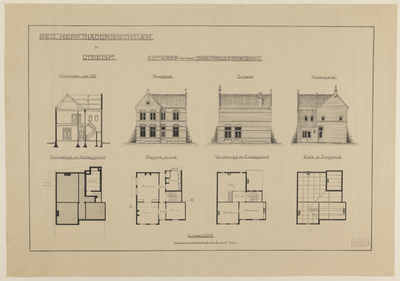 217561 Doorsneden, aanzichten en plattegronden van onderwijzerswoning van de Ned. Herv. Diaconieschool (Van Asch van ...
